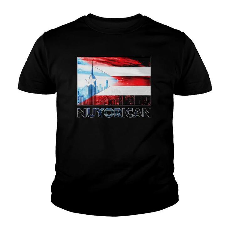 Womens Nuyorican Flag Puerto Rico Flag Gift New York Puerto Rican V-Neck Youth T-shirt