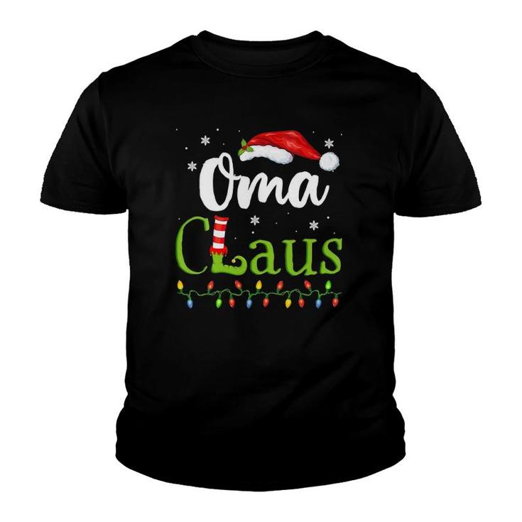 Womens Oma Claus Funny Grandma Santa Pajamas Christmas Gift Idea V-Neck Youth T-shirt