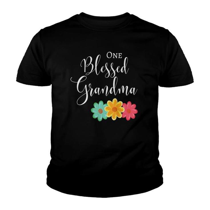 Womens One Blessed Grandma Gift For Grandmother  Youth T-shirt
