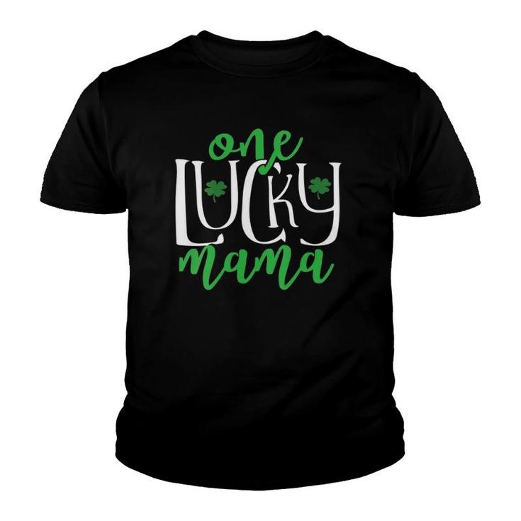 Womens One Lucky Mom Womens St Patrick's Day For Mother Pregnant Mom V-Neck Youth T-shirt
