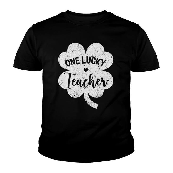 Womens One Lucky Teacher Shamrock Four Leaf Clover St Patrick's Day Youth T-shirt