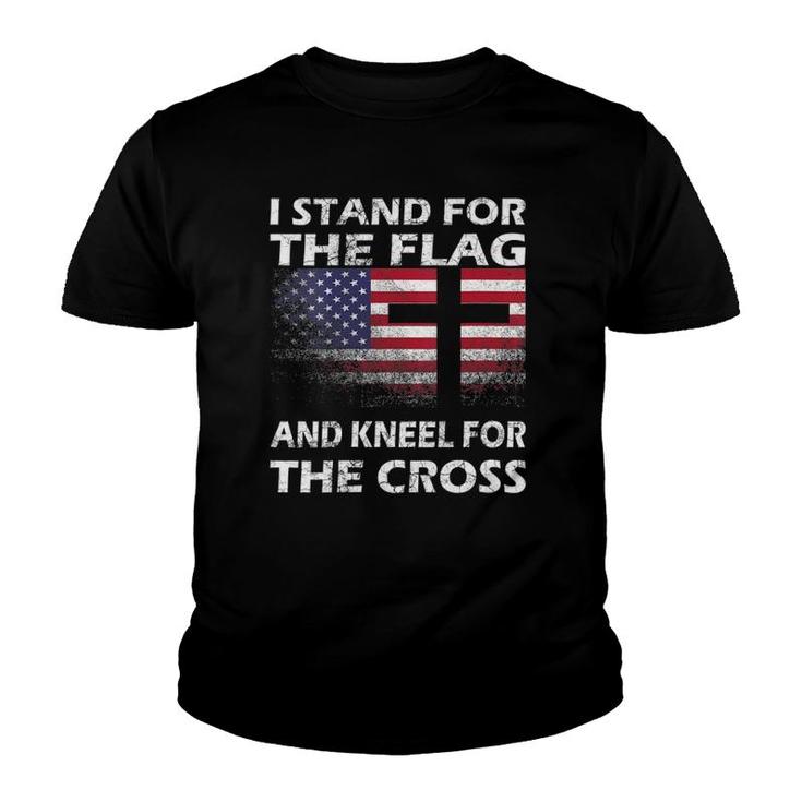 Womens Patriotic Gift I Stand For The Flag And Kneel For The Cross Youth T-shirt