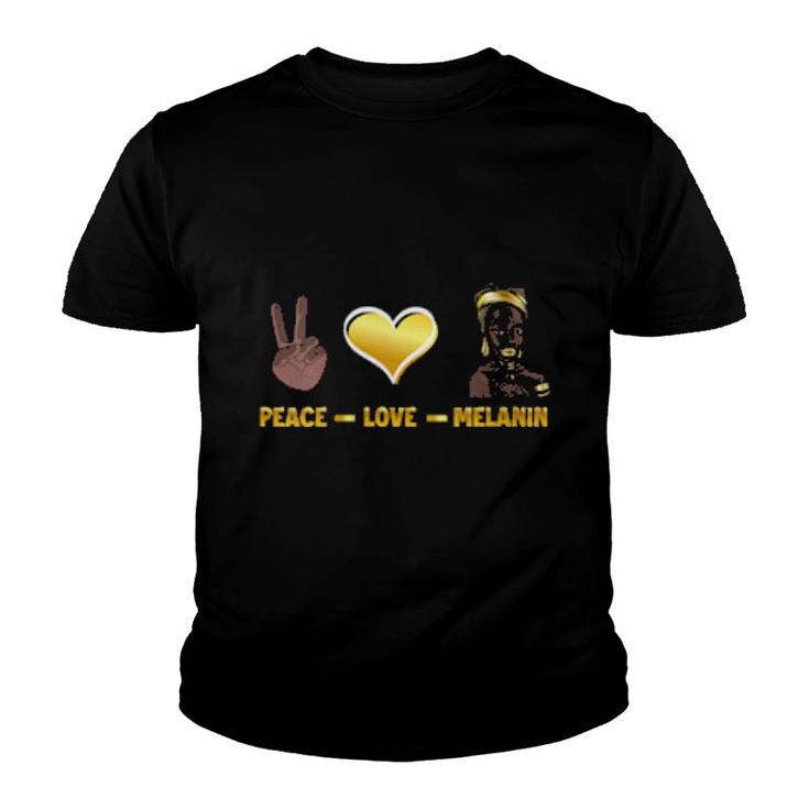 Womens Peace Love Melanin Queen Afro American  Youth T-shirt
