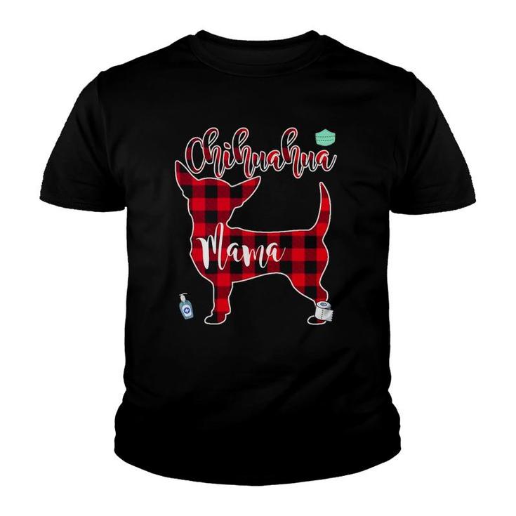 Womens Pet Mom  For Women Red Color Plaid Chihuahua Mama Youth T-shirt