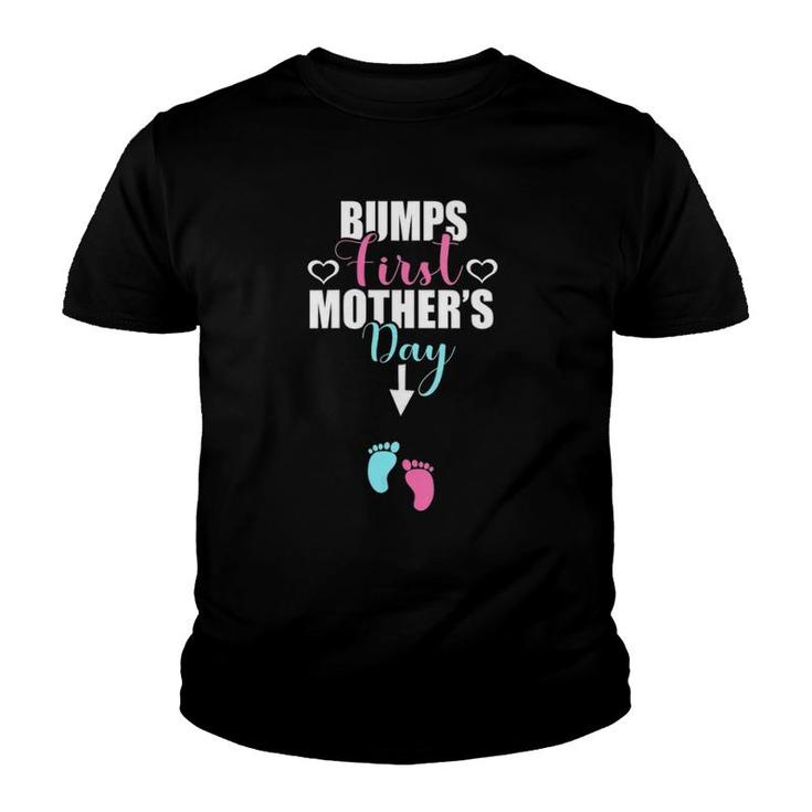 Womens Pregnant Mom Bumps First Mother's Day Funny Gift For Women V-Neck Youth T-shirt