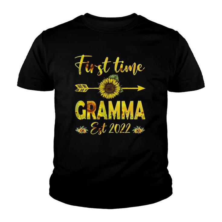 Womens Promoted To Gramma Est 2022-First Time Grandma Sunflower Youth T-shirt
