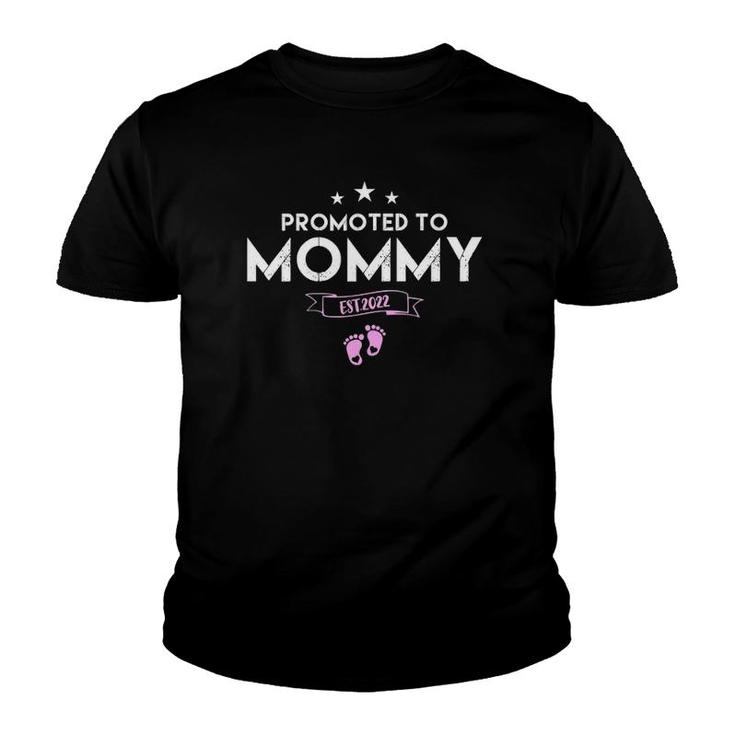 Womens Promoted To Mommy 2022 Of Girl First Time Mother New Mom Youth T-shirt