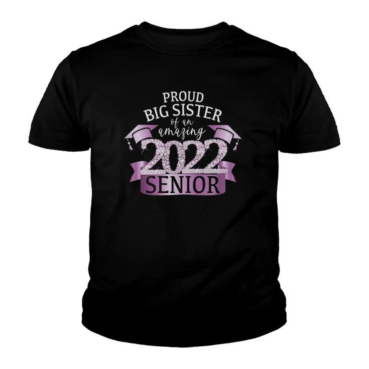 Womens Proud Big Sister Of A 2022 Senior Purple School Color Outfit Youth T-shirt