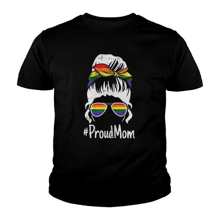 Womens Proud Mom Gay Pride Rainbow Flag Lgbt-Q Ally Mama Mother Youth T-shirt