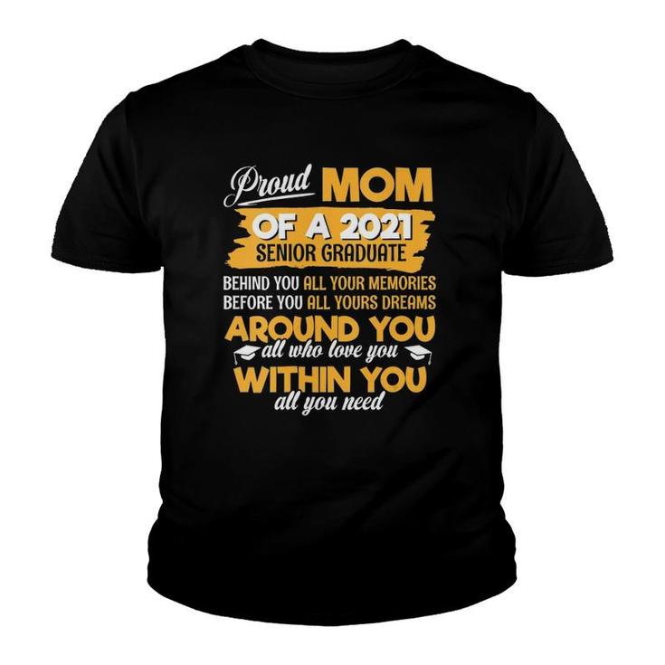 Womens Proud Mom Of A 2021 Senior Graduate Mommy Mother V-Neck Youth T-shirt