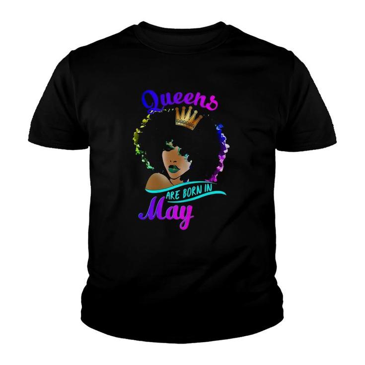 Womens Queens Are Born In Mayblack Women Taurus Birthday Youth T-shirt