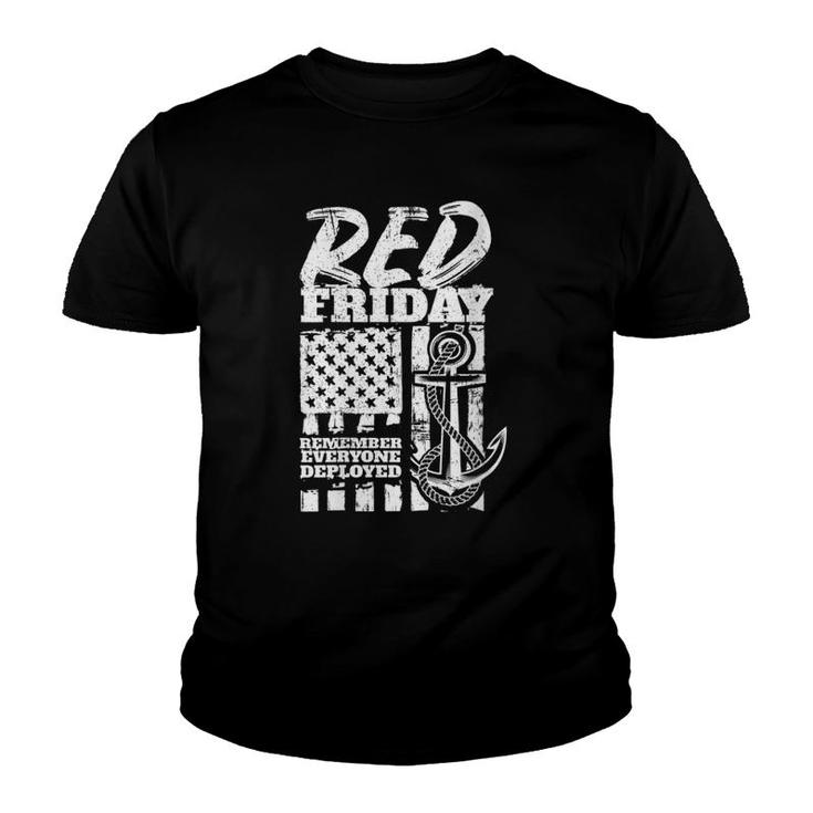 Womens Red Friday Navy Family Deployed V-Neck Youth T-shirt