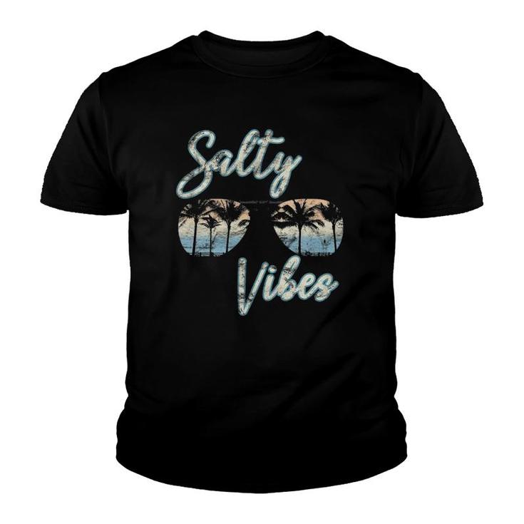 Womens Salty Vibes Cute Beach  Summer Vacation V Neck Youth T-shirt