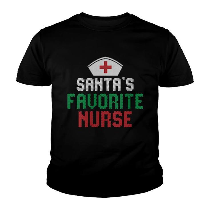 Womens Santas Favorite Nurse Christmas Rn Nursing Ugly Xmas Pajama  Youth T-shirt