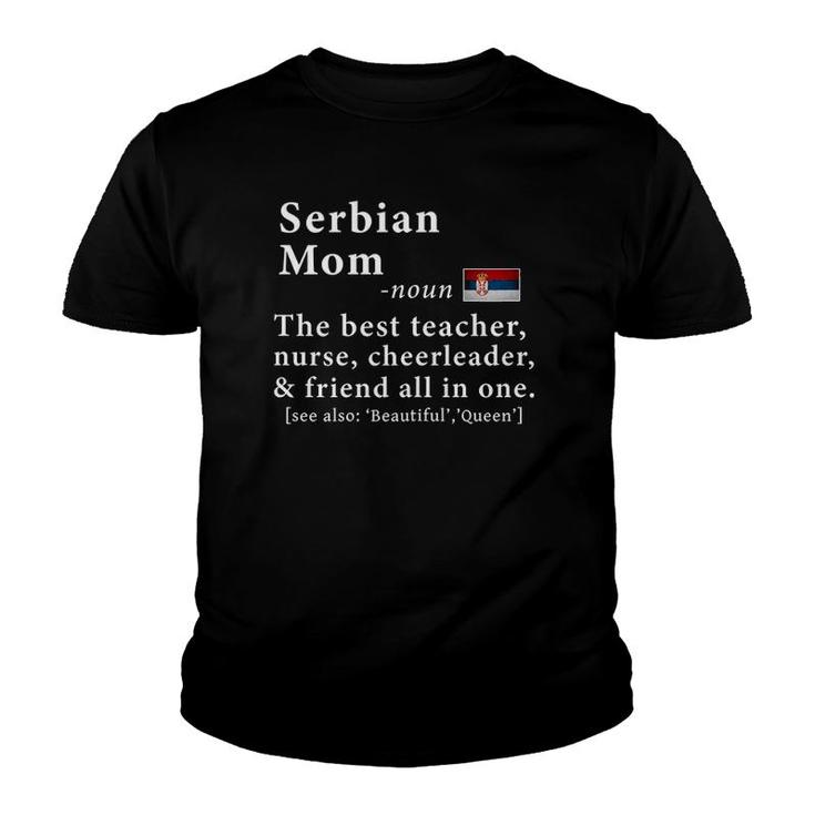 Womens Serbian Mom Definition Tee Serbia Flag Mother's Day Tee Youth T-shirt
