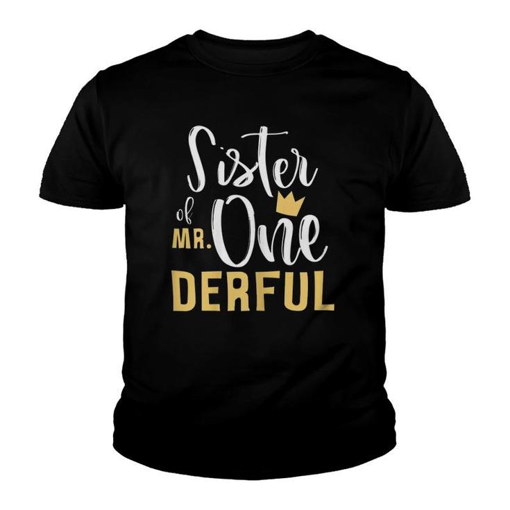 Womens Sister Mr Onederful 1St Birthday First One-Derful Matching Youth T-shirt