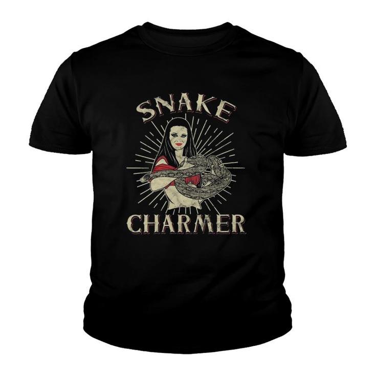 Womens Snake Charmer Circus Party  - Snake Lover Gift - Circus V-Neck Youth T-shirt
