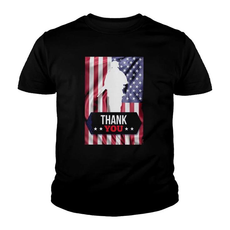 Womens Soldier Thank You Flag Veterans, Memorial Day & 4Th Of July Youth T-shirt