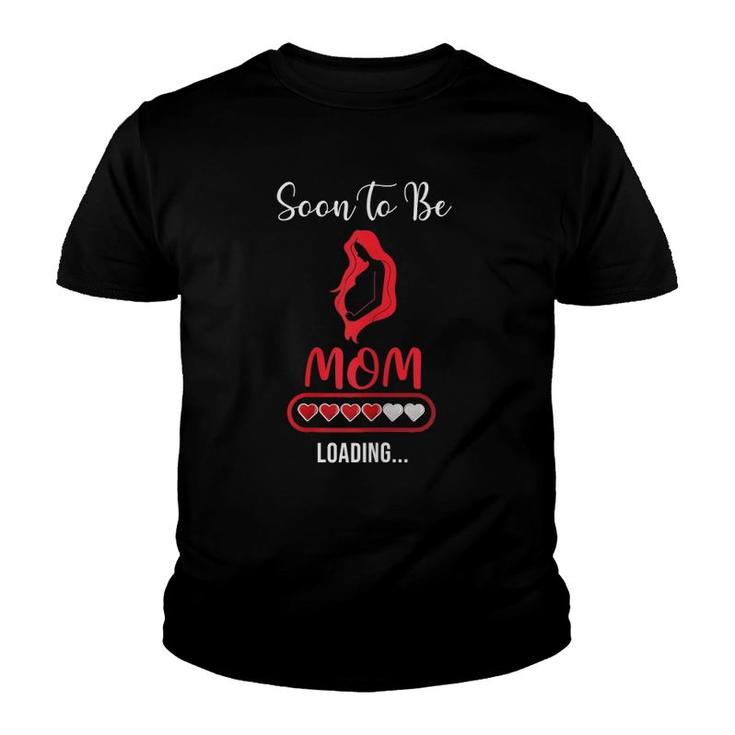 Womens Soon To Be Mom 2021 Heart Loading New Mama Mommy Mother's Day Youth T-shirt