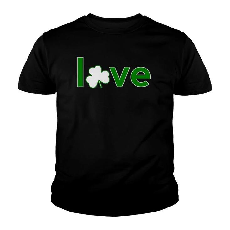 Womens St Patrick's Day  For Women Green Love Shamrock Irish Youth T-shirt