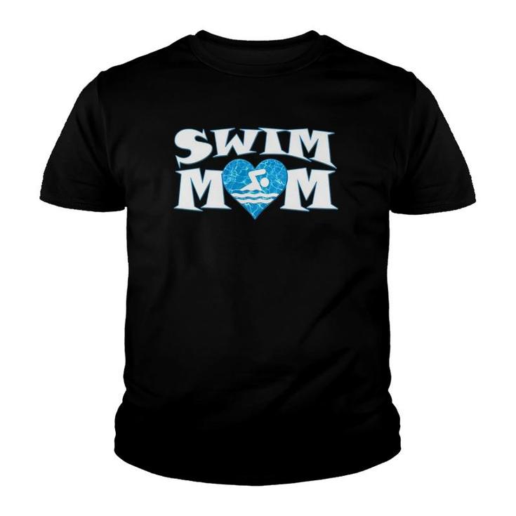Womens Swim Mom Heart Shaped Pool Water Swimmer Swimming & Diving Youth T-shirt