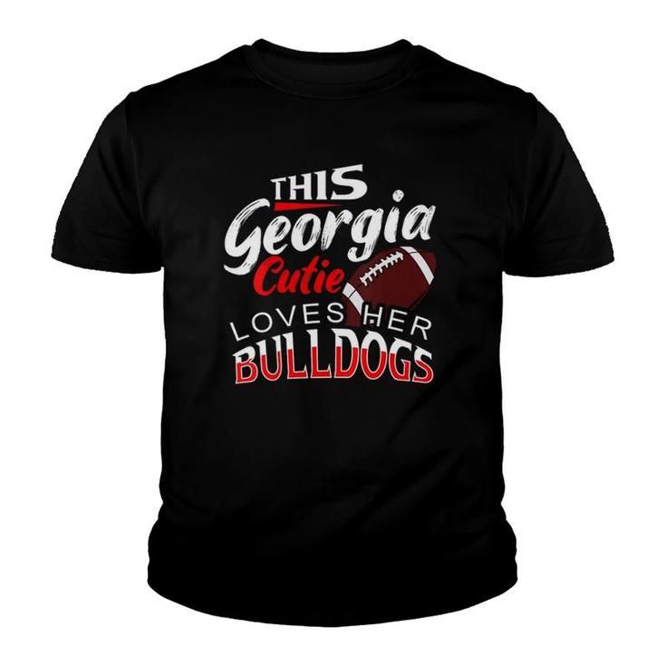 Womens This Georgia Cutie Loves Her Bulldogs Sports Fan V Neck Youth T-shirt