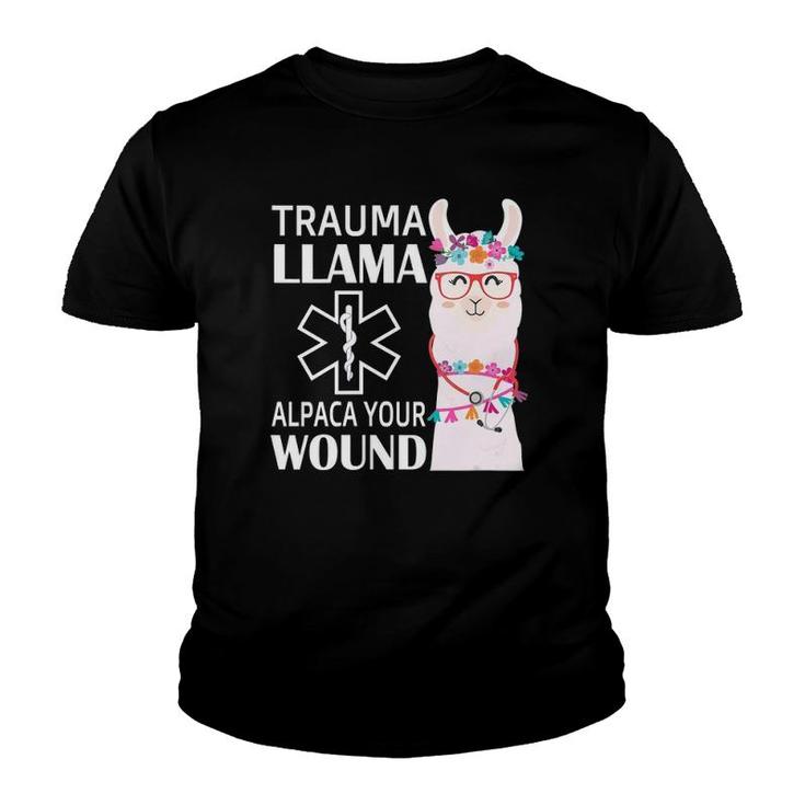 Womens Trauma Llama Alpaca Your Wound Ems Nurse Gift V Neck Youth T-shirt