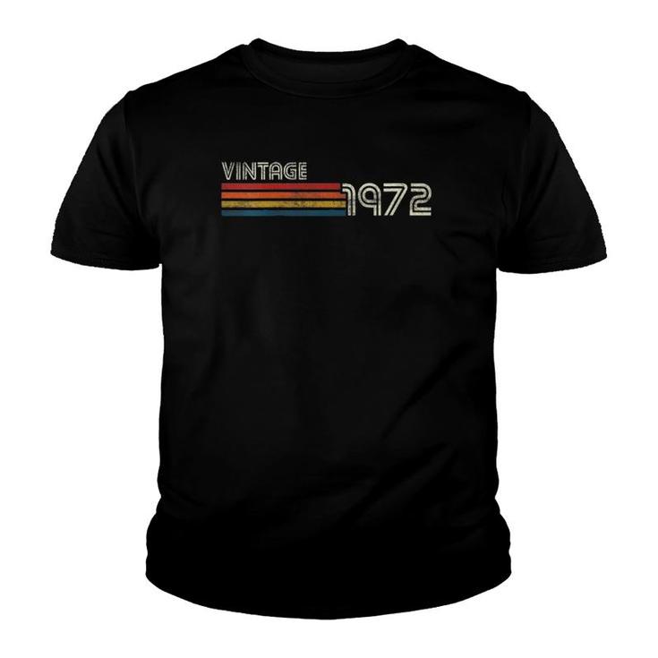 Womens Vintage 1972 Chest Stripe 50 Birthday V-Neck Youth T-shirt