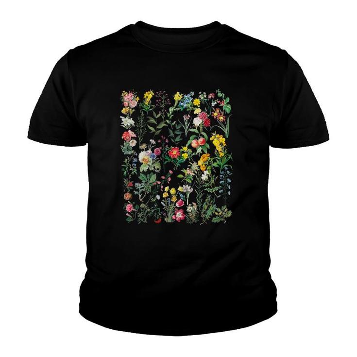 Womens Vintage Inspired Flower Botanical Chart  Youth T-shirt