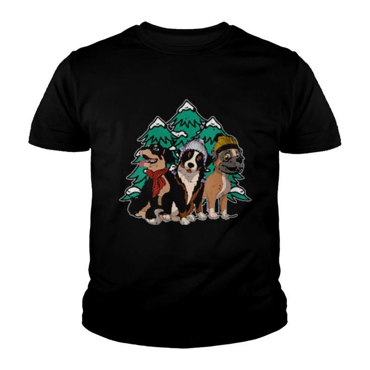 Womens Winter Dogs Boxer Bernese Mountain Rottweiler Cute Dog  Youth T-shirt