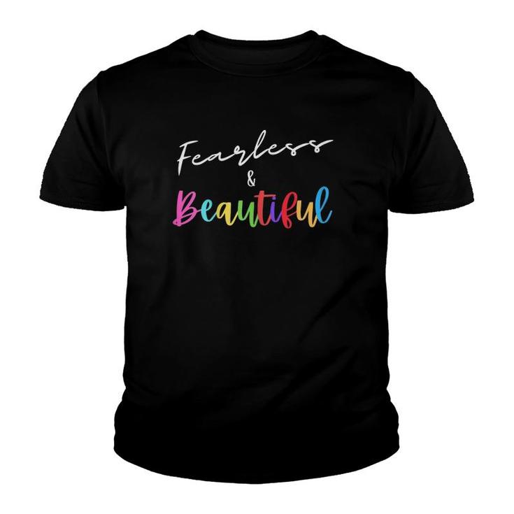 Womens Women's Cute Casual Graphic Tee Fearless And Beautiful Youth T-shirt