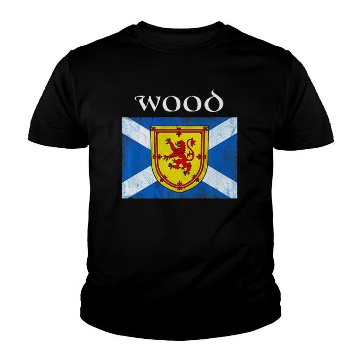 Wood Scottish Clan Name Lion Flag Youth T-shirt