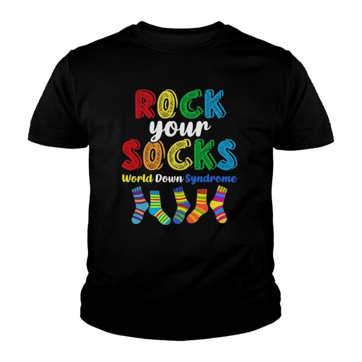 World Down Syndrome Rock Your Socks Awareness Ds Month Youth T-shirt