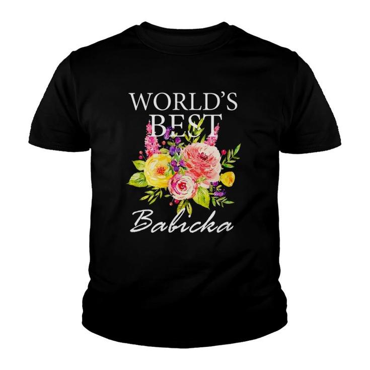 World's Best Babicka Slovakia Grandma Mother's Day Flowers Youth T-shirt