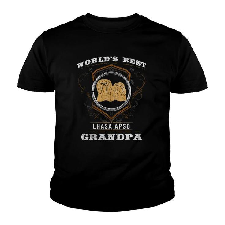 World's Best Lhasa Apso Grandpa Dog Breed Owner Youth T-shirt