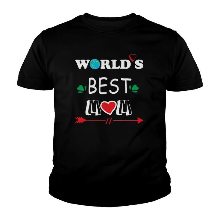 World's Best Mom For Mom Mother's Day Globe Cute Hearts Arrow Ver6 Youth T-shirt