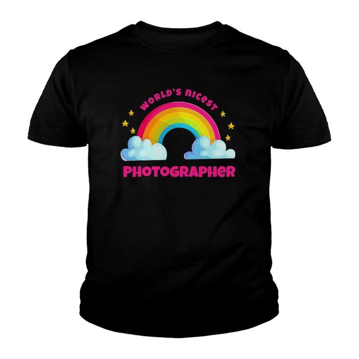World's Nicest Photographer  Rainbow Funny Photographer Youth T-shirt