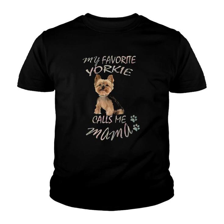 Yorkie Gifts Yorkshire Mama Terrier Paw Prints Cute Yorkie Youth T-shirt