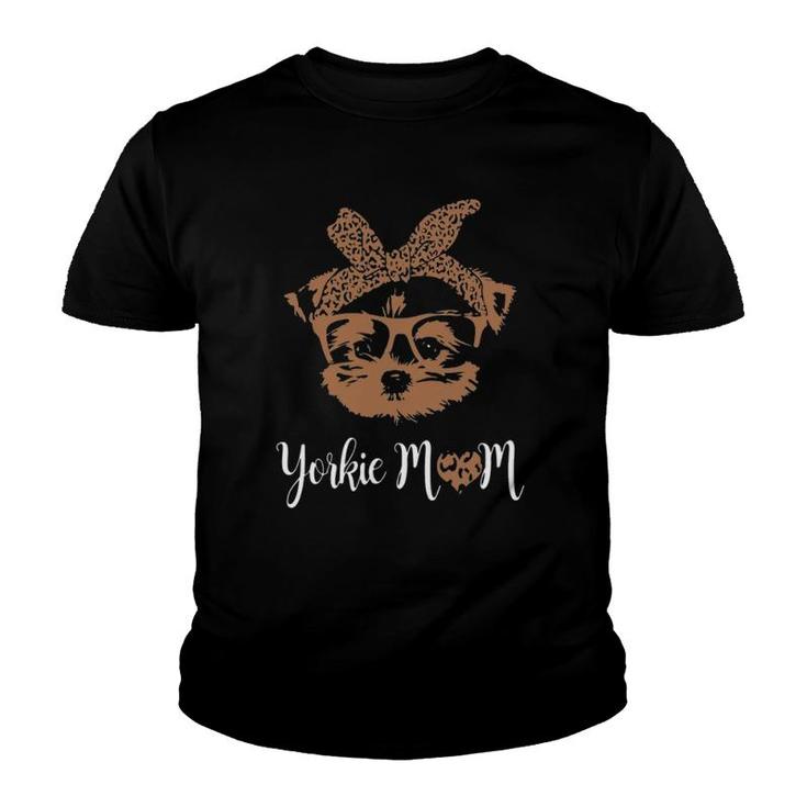 Yorkie Mom Leopard Print Dog Lovers Mother Day Gift Youth T-shirt