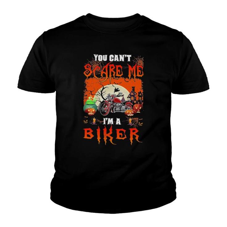 You Can't Scare Me I'm A Biker Happy Halloween Youth T-shirt