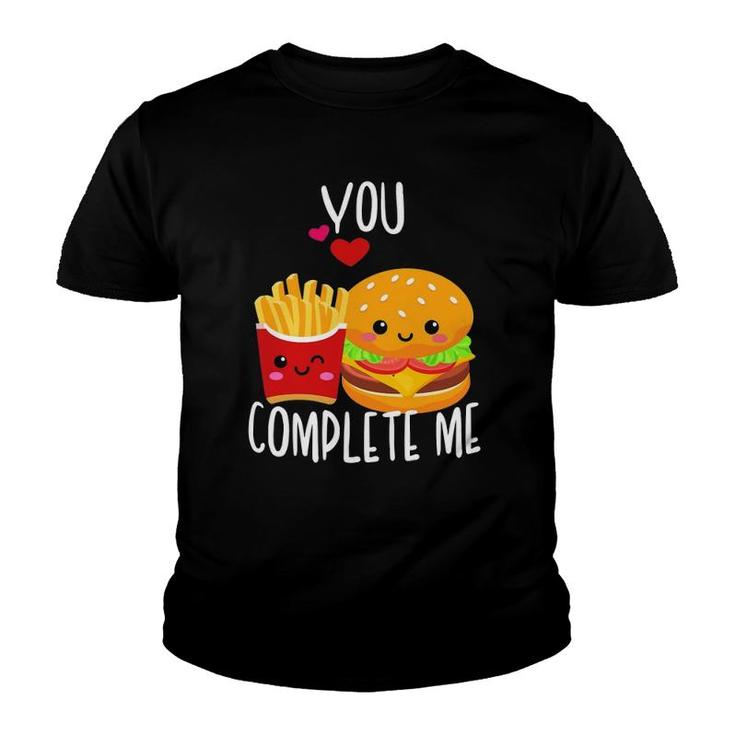 You Complete Me Cute Kawaii Burger & Fries Valentine Couple Youth T-shirt