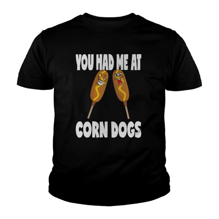 You Had Me At Corn Dogs Funny Vintage Corn Dog Lover Youth T-shirt