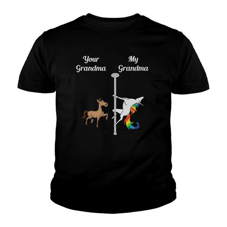 Your Grandma My Grandma You Me Pole Dancing Unicorn Youth T-shirt