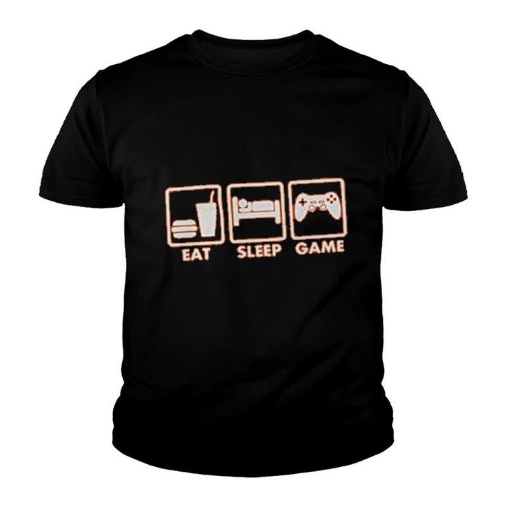 Youth Eat Sleep Game Funny Gamers Gaming Youth T-shirt