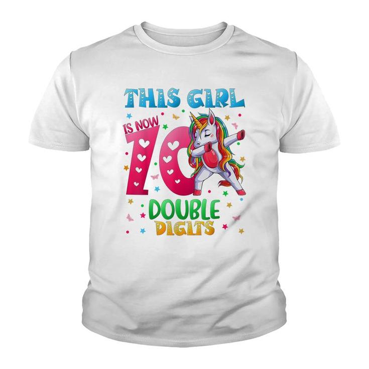 10 Year Old Birthday Gifts This Girl Is Now 10 Double Digits  Youth T-shirt