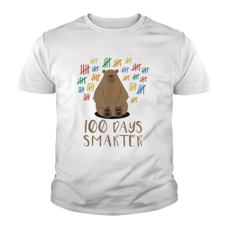 100 Days Of School Bear 100 Days Smarter Tee Youth T-shirt