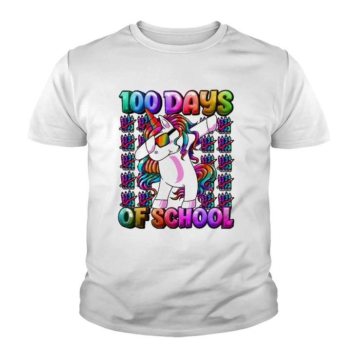 100 Days Of School Unicorn 100 Days Smarter 100Th Day Youth T-shirt