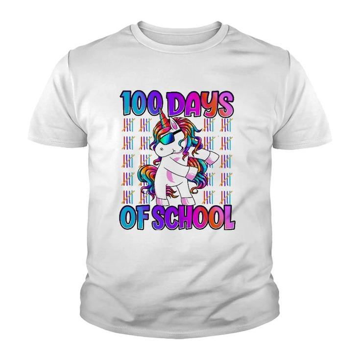 100 Days Of School  Unicorn 100 Days Smarter 100Th Day Youth T-shirt