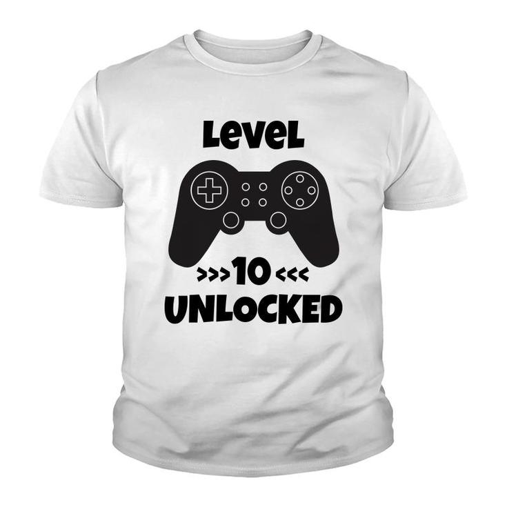 10Th Birthday 10 Years Old Level 10 Unlocked Gamer Youth T-shirt
