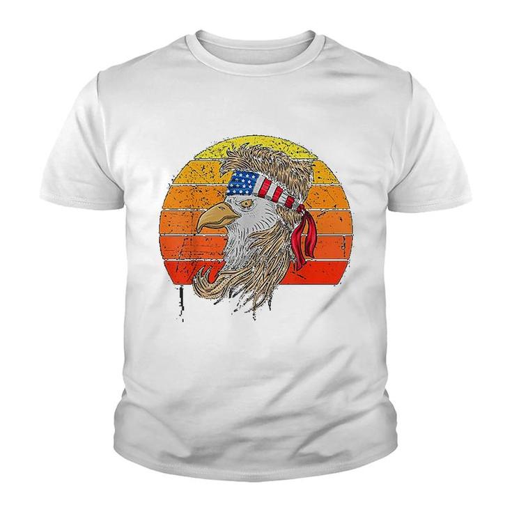 4th Of July Bald Eagle With Mullet American Usa Flag Youth T-shirt